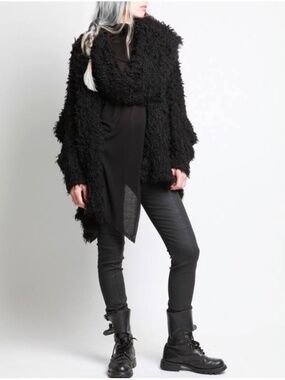 NWOT! Lurdes Bergada lightweight crochet asymmetrical sweater wrap. UNIQUE!